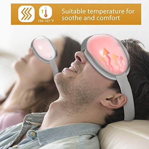 RENPHO masajeador de ojos, con calor compresión de aire presión masaje vibratorio, Bluetooth música, Plegable masajeador ocular para aliviar la tensión ocular Ojos secos Mejorar el sueño