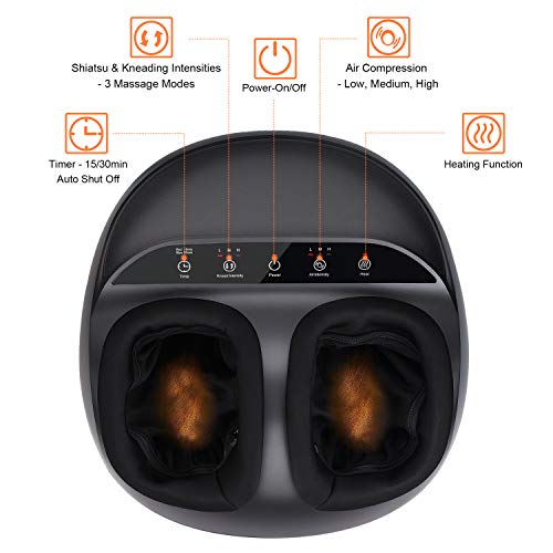 RENPHO Masajeador de Pies Eléctrico Masaje Shiatsu con Calor Infrarrojo, Rodillos y Compresión de Aire, para Casa Oficina Uso Aliviar La Fatiga, Intensidad Regulable RENPHO Masajeador de Pies Eléctrico Masaje Shiatsu con Calor Infrarrojo, Rodillos y Compresión de Aire, para Casa Oficina Uso Aliviar La Fatiga, Intensidad Regulable