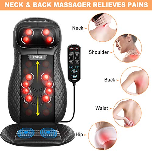 RENPHO Masajeador Espalda Electrico para Silla, Cojín de Masaje, Shiatsu Silla de Masaje con Calor para Toda la Espalda y Cuello, Altura Ajustable, Regalos para Padres, Uso en Casa y Oficina RENPHO Masajeador Espalda Electrico para Silla, Cojín de Masaje, Shiatsu Silla de Masaje con Calor para Toda la Espalda y Cuello, Altura Ajustable, Regalos para Padres, Uso en Casa y Oficina