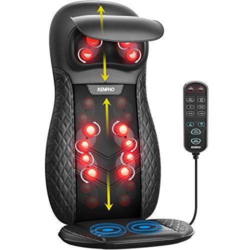 RENPHO Masajeador Espalda Electrico para Silla, Cojín de Masaje, Shiatsu Silla de Masaje con Calor para Toda la Espalda y Cuello, Altura Ajustable, Regalos para Padres, Uso en Casa y Oficina RENPHO Masajeador Espalda Electrico para Silla, Cojín de Masaje, Shiatsu Silla de Masaje con Calor para Toda la Espalda y Cuello, Altura Ajustable, Regalos para Padres, Uso en Casa y Oficina
