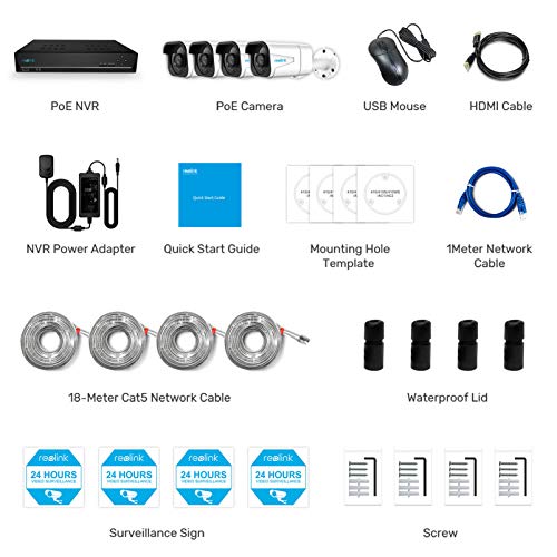 Reolink 4K Sistemas de Cámara Vigilancia PoE Exterior, Kit de Cámara Seguridad con 4X 8MP Cámaras IP PoE y 8 Canales 2TB HDD NVR para Grabación 24/7, Impermeable Visión Nocturna Audio, RLK8-800B4