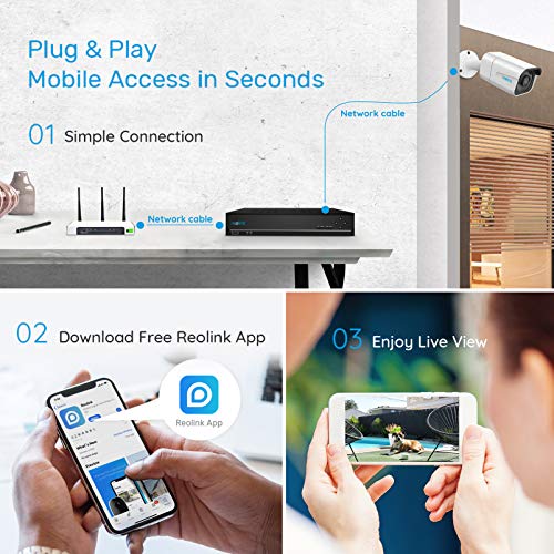Reolink 4K Sistemas de Cámara Vigilancia PoE Exterior, Kit de Cámara Seguridad con 4X 8MP Cámaras IP PoE y 8 Canales 2TB HDD NVR para Grabación 24/7, Impermeable Visión Nocturna Audio, RLK8-800B4 Reolink 4K Sistemas de Cámara Vigilancia PoE Exterior, Kit de Cámara Seguridad con 4X 8MP Cámaras IP PoE y 8 Canales 2TB HDD NVR para Grabación 24/7, Impermeable Visión Nocturna Audio, RLK8-800B4