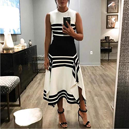 ReooLy Leevelescasual Dreswith Tripeand cuello redondo y vestidos Midi Party para Mujeres S Blanco ReooLy Leevelescasual Dreswith Tripeand cuello redondo y vestidos Midi Party para Mujeres S Blanco