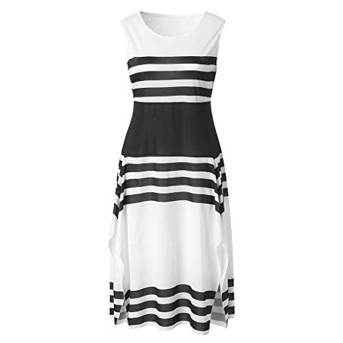 ReooLy Leevelescasual Dreswith Tripeand cuello redondo y vestidos Midi Party para Mujeres S Blanco ReooLy Leevelescasual Dreswith Tripeand cuello redondo y vestidos Midi Party para Mujeres S Blanco