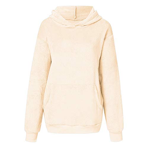 Reooly Liquidación Venta Mujer Sudadera con Capucha 2019 Suelta Tallas Grandes Jersey De Mujer Jersey Otoño Invierno Manga Larga Remata Abrigo Cálido (K-Beige,Large