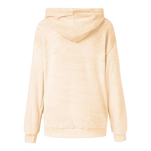 Reooly Liquidación Venta Mujer Sudadera con Capucha 2019 Suelta Tallas Grandes Jersey De Mujer Jersey Otoño Invierno Manga Larga Remata Abrigo Cálido (K-Beige,Large