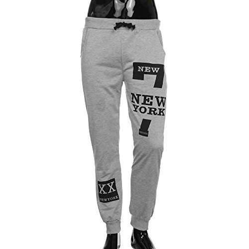 Reooly Pantalones de chándal Casuales Sueltos con Estampado de Letras de Cintura elástica de Cuerda EU(C-Gris,XXX-Large)