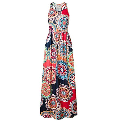 Reooly Sin mangas vestido maxi largo Con Impreso cuello o mangas casuales para Mujeres METRO F-naranja Reooly Sin mangas vestido maxi largo Con Impreso cuello o mangas casuales para Mujeres METRO F-naranja