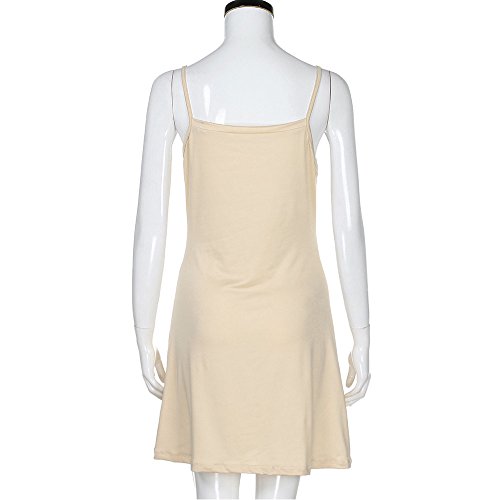 ReooLy Vestido flojo Sleevelesparty para Mujeres METRO Beige