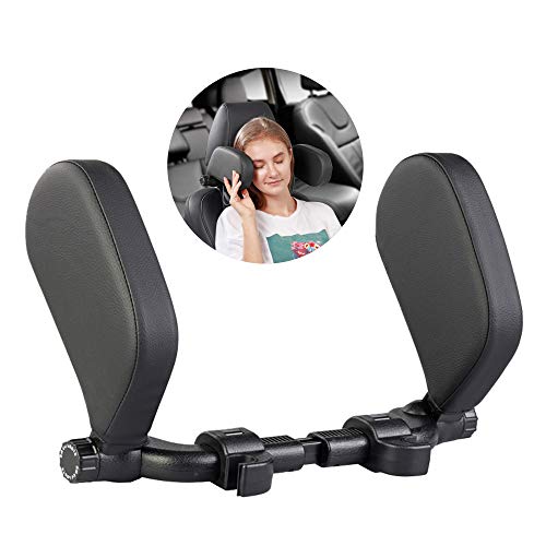 Reposacabezas de Coche, Apoyocabezas Lateral del Asiento de Coche Almohada de Viaje para Niños y Adultos Alivio del Dolor de Cabeza (Cuero)