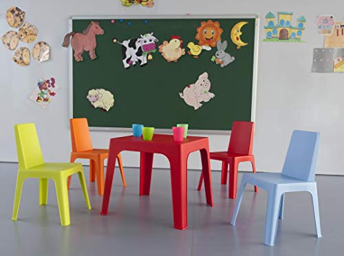 resol Julieta set infantil de 2 sillas y 1 mesa para interior, exterior, jardín - color azul cielo