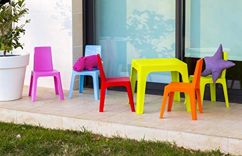 resol Julieta set infantil de 2 sillas y 1 mesa para interior, exterior, jardín - color azul cielo resol Julieta set infantil de 2 sillas y 1 mesa para interior, exterior, jardín - color azul cielo