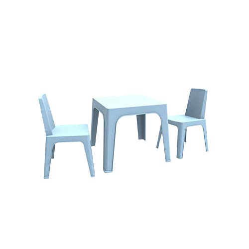 resol Julieta set infantil de 2 sillas y 1 mesa para interior, exterior, jardín - color azul cielo