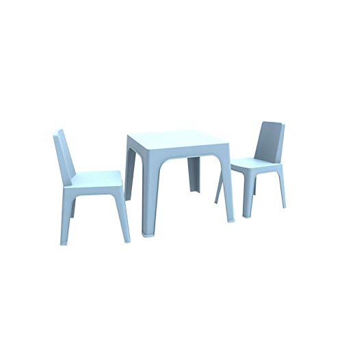 resol Julieta set infantil de 2 sillas y 1 mesa para interior, exterior, jardín - color azul cielo resol Julieta set infantil de 2 sillas y 1 mesa para interior, exterior, jardín - color azul cielo