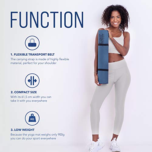 RE:SPORT Esterilla de Yoga, Pilates Antideslizante | Colchoneta de Gimnasia | Alfombrilla de Fitness y Deporte con Correa | 183 x 61 cm x 0,6 cm RE:SPORT Esterilla de Yoga, Pilates Antideslizante | Colchoneta de Gimnasia | Alfombrilla de Fitness y Deporte con Correa | 183 x 61 cm x 0,6 cm