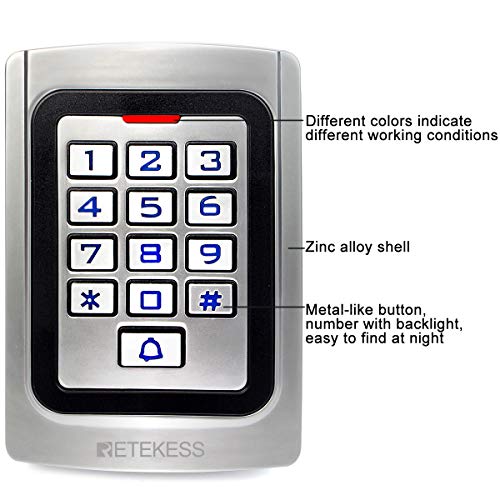 Retekess T-AC04 Control de Acceso Teclado Acceso Puerta Teclado Retroiluminado Numérico IP68 Código PIN 125KHz RFID Tarjeta Wiegand 26 para Tienda Almacén Edificio Empresa (Plata) Retekess T-AC04 Control de Acceso Teclado Acceso Puerta Teclado Retroiluminado Numérico IP68 Código PIN 125KHz RFID Tarjeta Wiegand 26 para Tienda Almacén Edificio Empresa (Plata)