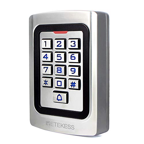 Retekess T-AC04 Control de Acceso Teclado Acceso Puerta Teclado Retroiluminado Numérico IP68 Código PIN 125KHz RFID Tarjeta Wiegand 26 para Tienda Almacén Edificio Empresa (Plata)