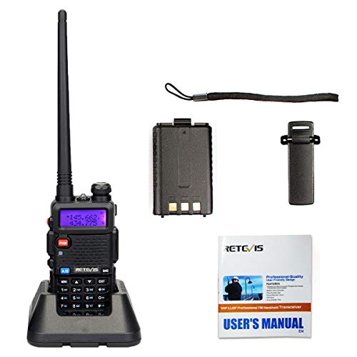 Retevis RT5R Walkie Talkie, 128 Canales Walkie Talkie Doble Banda Recargable, Transceptor de Mano con Radio FM, Portátil 2m / 70cm Radio de 2 Vías para Caza, Radioaficionado (Negro, 1 Pieza) Retevis RT5R Walkie Talkie, 128 Canales Walkie Talkie Doble Banda Recargable, Transceptor de Mano con Radio FM, Portátil 2m / 70cm Radio de 2 Vías para Caza, Radioaficionado (Negro, 1 Pieza)