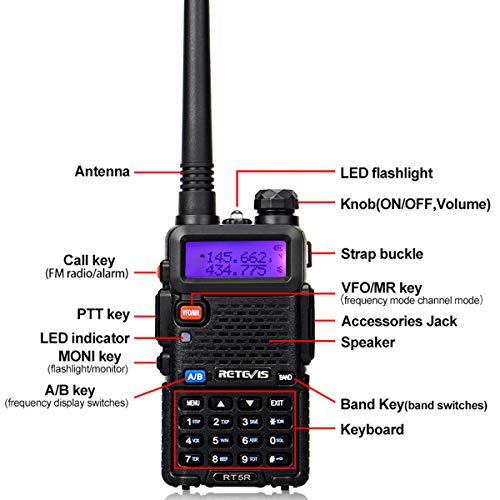 Retevis RT5R Walkie Talkie Professional, Banda Dual Largo Alcance 2 Vías Radio con Cargador de USB, 128 Canales Radio VOX FM Transceptor Portátil de Mano para Almacén, Caza (Negro, 2 Piezas) Retevis RT5R Walkie Talkie Professional, Banda Dual Largo Alcance 2 Vías Radio con Cargador de USB, 128 Canales Radio VOX FM Transceptor Portátil de Mano para Almacén, Caza (Negro, 2 Piezas)