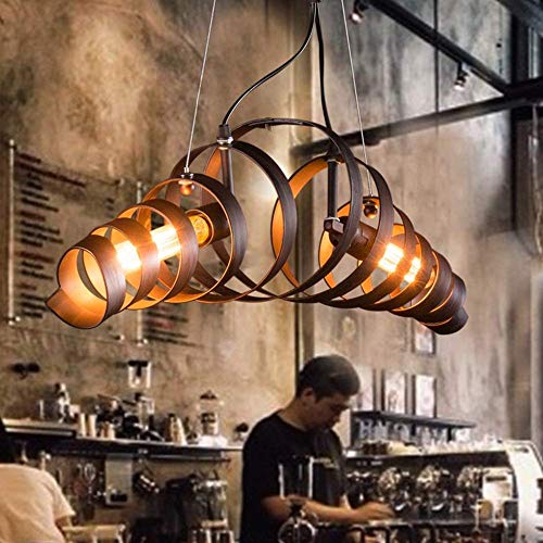 Retro Vintage Chandelier Chandelier Spiral Light Lámpara Colgante Lámpara De Hierro Industrial Lámpara Colgante Lámpara De Iluminación Industrial Style Ceiling Bar Lights 2 * E27 (Color : B)