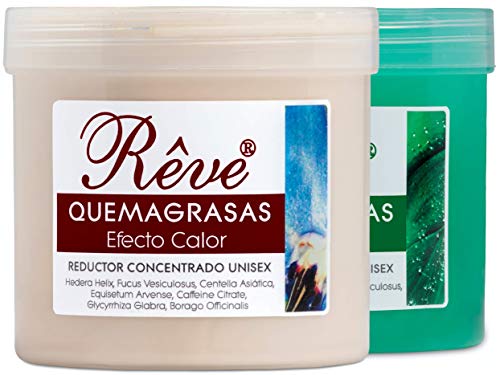 REVE PACK Quemagrasas Efecto Calor + Efecto Frio - Gel de crema reafirmante adelgazante anticelulÌtica potente reductora de abdomen, caderas y glúteos para hombre y mujer de 500 ml + 500 ml.