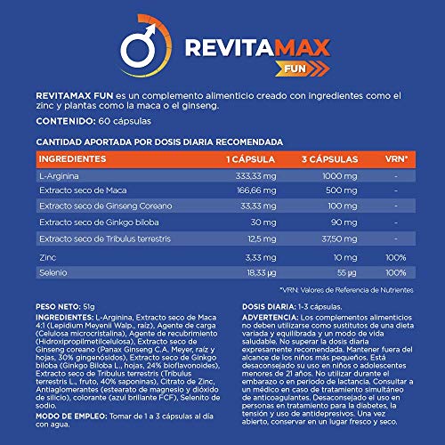 Revitamax Fun - Maca + Ginseng - 60 cápsulas