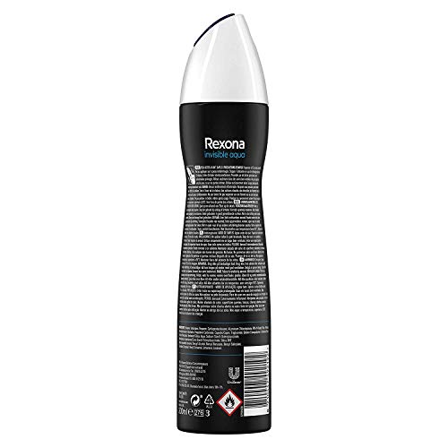 Rexona Invisible Aqua Antitranspirante Aerosol para Mujer Antimanchas, 0% Alcohol 200 ml - Pack de 6 x 200 ml, Total 1200 ml Rexona Invisible Aqua Antitranspirante Aerosol para Mujer Antimanchas, 0% Alcohol 200 ml - Pack de 6 x 200 ml, Total 1200 ml