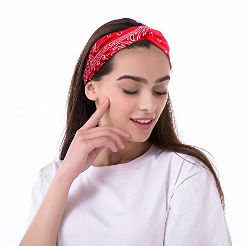 REYOK Diademas Mujer - Boho Diademas Turbante Elástica De Estampado De Flores Cinta para El Pelo Deporte Nudo Banda para Cabello Yoga Cabeza Wraps