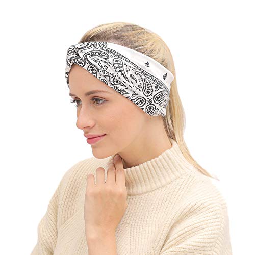 REYOK Diademas Mujer - Boho Diademas Turbante Elástica De Estampado De Flores Cinta para El Pelo Deporte Nudo Banda para Cabello Yoga Cabeza Wraps