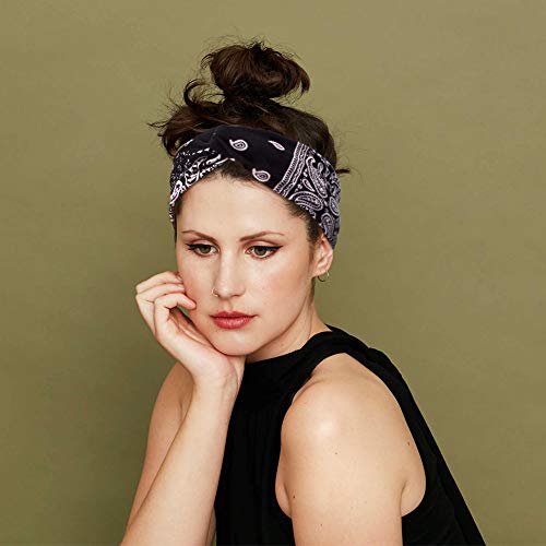 REYOK Diademas Mujer - Boho Diademas Turbante Elástica De Estampado De Flores Cinta para El Pelo Deporte Nudo Banda para Cabello Yoga Cabeza Wraps