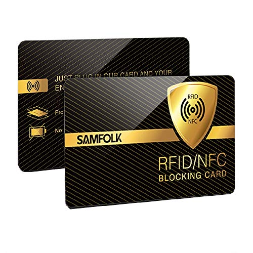 RFID Tarjeta, 2 Piezas-Tarjetas Anti RFID/NFC Protección de Tarjetas de Crédito Sin Contacto, RFID Blocker Permanentemente Valido, Ultrasottile e Facile Da Trasportare, Samfolk