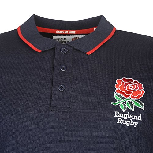 RFU Hombre England Rugby Core Polo Camisa Camiseta Ropa Deporte Running Entrenar Azul x-Large