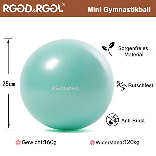 RGGD&RGGL - Mini pelota de yoga, pilates con diseño resistente a las fugas, 25 cm, pequeña bola de aglutinación para zonas de difícil acceso, compacta y portátil, pelota de gimnasia para casa