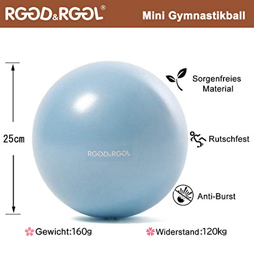 RGGD&RGGL - Mini pelota de yoga, pilates con diseño resistente a las fugas, 25 cm, pequeña bola de aglutinación para zonas de difícil acceso, compacta y portátil, pelota de gimnasia para casa