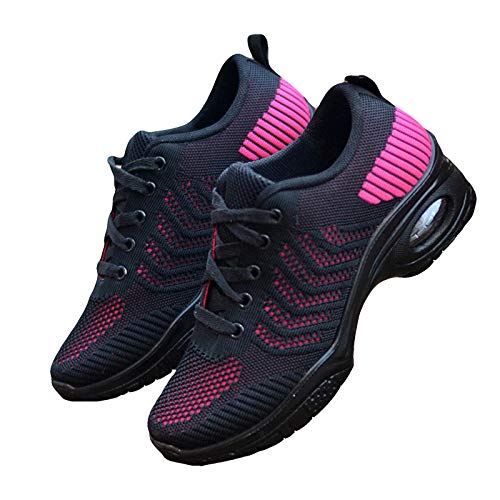 RHSML Zapatillas De Baile para Mujer Zapatos De Baile Cuadrados Modernos Danza para Mujeres para Entrenamiento Gimnasio Salón De Baile Chicas Jazz Zapatillas(39, Pink)