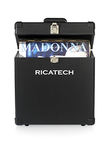 Ricatech RC0042 - Estuche de almacenamiento de vinilos, caja con bisagras de 12" para almacenar de discos, admite hasta 30 LPs y singles, Color Negro Ricatech RC0042 - Estuche de almacenamiento de vinilos, caja con bisagras de 12" para almacenar de discos, admite hasta 30 LPs y singles, Color Negro