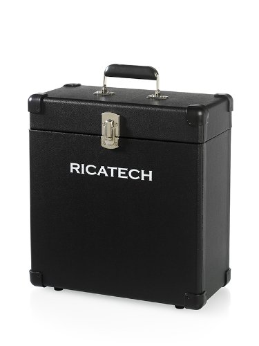 Ricatech RC0042 - Estuche de almacenamiento de vinilos, caja con bisagras de 12" para almacenar de discos, admite hasta 30 LPs y singles, Color Negro