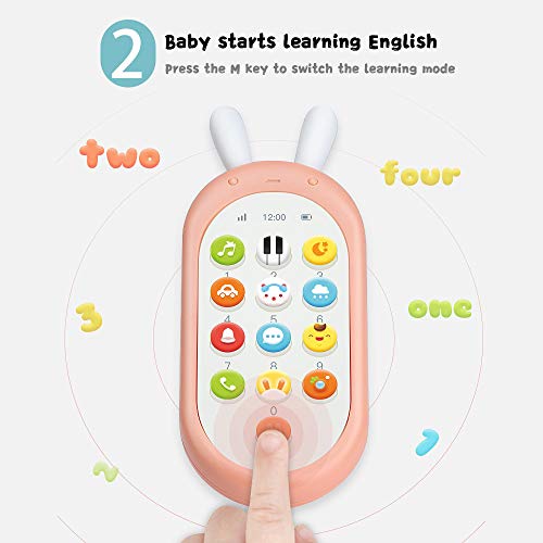 Richgv Juguetes Teléfono Bilingüe, Mando a Distancia Conejo, Juguete Electrónico Bebé,Teléfono Infantil con Luces, Sonidos y Canciones en Inglés (Rosa)… Richgv Juguetes Teléfono Bilingüe, Mando a Distancia Conejo, Juguete Electrónico Bebé,Teléfono Infantil con Luces, Sonidos y Canciones en Inglés (Rosa)…