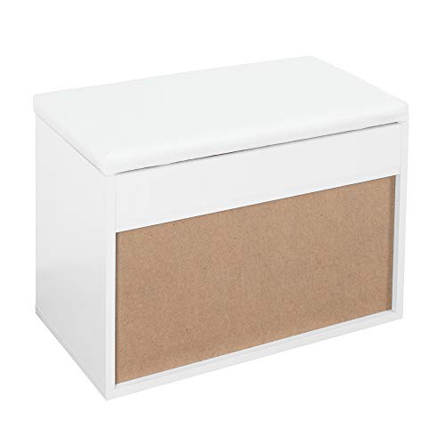 RICOO WM032-W-W Banco Zapatero 60x42x30cm Armario Interior con Asiento Organizador Zapatos Mueble recibidor Perchero Entrada Madera Blanco