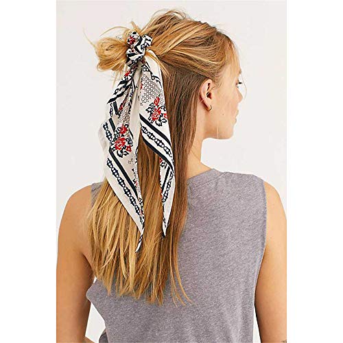 Rinasun Moda elástico lunares estampado floral niñas arco cuerda lazos mujeres accesorios para el cabello coleta bufanda coleta coleta coleta (8 puntos negro)