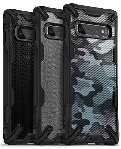 Ringke Fusion X Diseño DDP Compatible con Funda Galaxy S10 Plus Semi-Opaco PC Parte Posterior con TPU Bumper Elegante Proteccion Cover para Galaxy S10 Plus (2019) - Camo Black