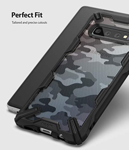 Ringke Fusion X Diseño DDP Compatible con Funda Galaxy S10 Plus Semi-Opaco PC Parte Posterior con TPU Bumper Elegante Proteccion Cover para Galaxy S10 Plus (2019) - Camo Black