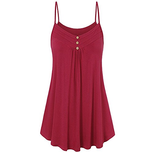 riou Camisetas Mujeres Verano Tamaño Grande Blusa Tirantes Mujer botón Suelto Cuello V Cami Tank Tops Básica Tops Mujer Vestir Ropa para Primavera Verano