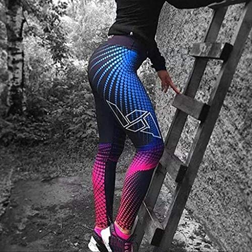 riou Pantalón Deportivo de Mujer Cintura Alta con Estampado Digital Leggings Mallas para Running Training Fitness Estiramiento Deporte Running Yoga Gym