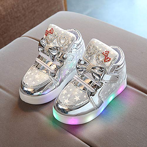 Riou Zapatillas Deportivas para Niñas LED Zapatos de Princesa Botas Dibujos Animados Antideslizante Zapatos Casuales Fondo Suave Ligeros Sandalias de Vestir Zapatillas Sneakers