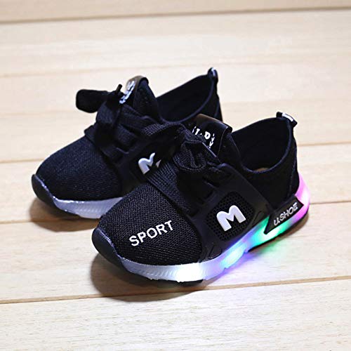 Riou Zapatos LED Niños Niñas 7 Color Zapatillas Deportivas Unisex Zapatillas de Correr Transpirables Antideslizante Zapatillas Ligeras Chicos Chicas Zapatos Calzado