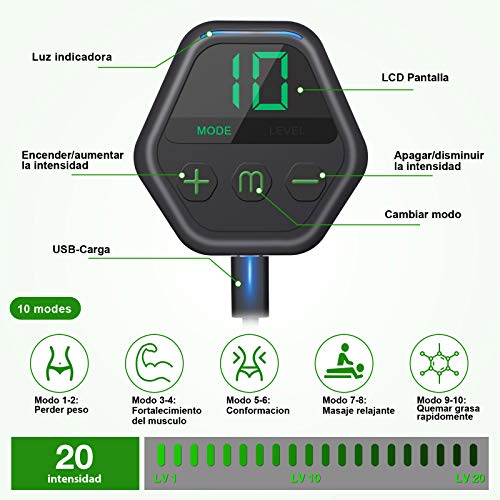 RIRGI Electroestimulador Muscular Abdominales,Electroestimulador Muscular USB Recargable, 6 Modos y 10 Niveles de Intensidad para Abdomen/Cintura/Pierna/Brazo (Incluyendo 12PCS Reemplazo Gel Pad) RIRGI Electroestimulador Muscular Abdominales,Electroestimulador Muscular USB Recargable, 6 Modos y 10 Niveles de Intensidad para Abdomen/Cintura/Pierna/Brazo (Incluyendo 12PCS Reemplazo Gel Pad)