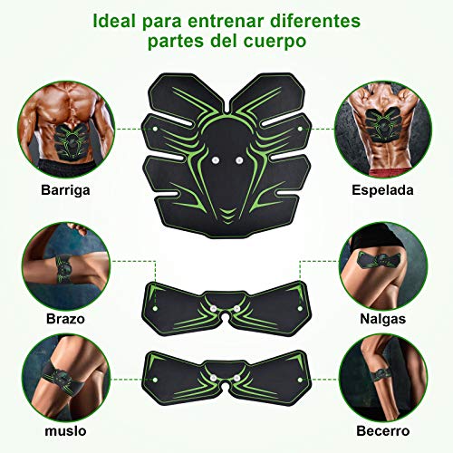RIRGI Electroestimulador Muscular Abdominales,Electroestimulador Muscular USB Recargable, 6 Modos y 10 Niveles de Intensidad para Abdomen/Cintura/Pierna/Brazo (Incluyendo 12PCS Reemplazo Gel Pad) RIRGI Electroestimulador Muscular Abdominales,Electroestimulador Muscular USB Recargable, 6 Modos y 10 Niveles de Intensidad para Abdomen/Cintura/Pierna/Brazo (Incluyendo 12PCS Reemplazo Gel Pad)