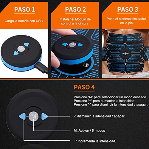 RIRGI Koiteck Electroestimulador Muscular Abdominales,Electroestimulador Muscular USB Recargable, 6 Modos y 10 Niveles de Intensidad para Abdomen/Cintura/Pierna/Brazo (14PCS Reemplazo Gel Pad) RIRGI Koiteck Electroestimulador Muscular Abdominales,Electroestimulador Muscular USB Recargable, 6 Modos y 10 Niveles de Intensidad para Abdomen/Cintura/Pierna/Brazo (14PCS Reemplazo Gel Pad)
