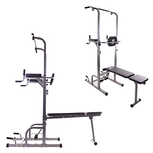 Riscko Multiestación de musculación Torre de Ejercicios con Banco Plegable y Ajustable Entrenamiento Profesional Riscko Multiestación de musculación Torre de Ejercicios con Banco Plegable y Ajustable Entrenamiento Profesional